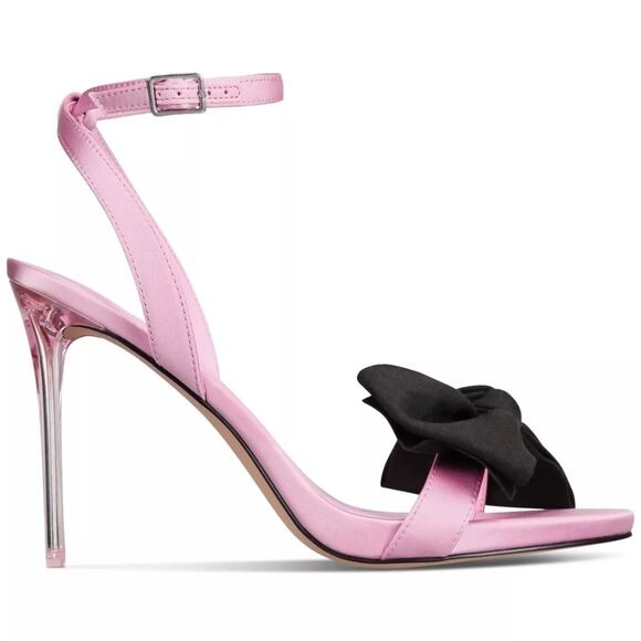 AAJ by Aminah Women Yahira Ankle Strap Bow Sandals Size US 10M Blush Pink Fabric - Picture 2 of 4